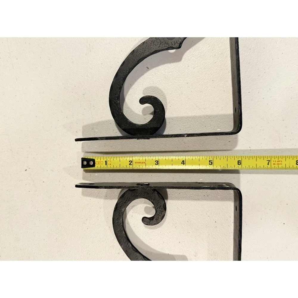 Pair Of Vintage Italian Wrought Iron Scroll Shelf Brackets